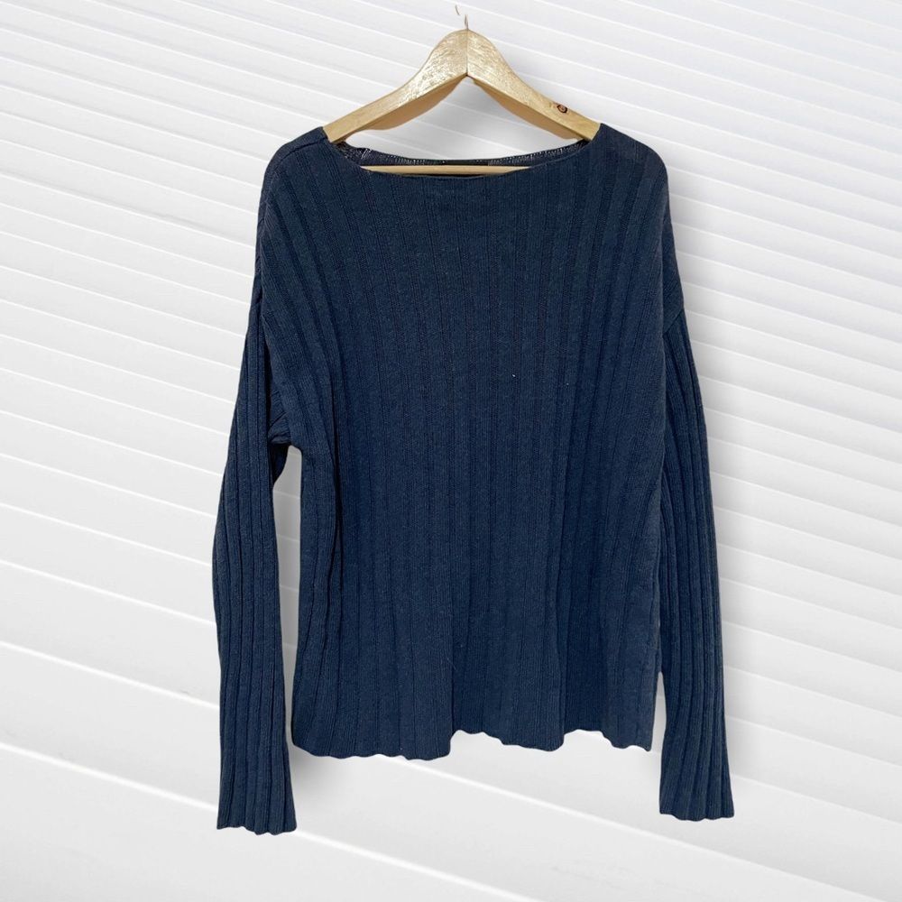 ASOS blue knitted long sleeve wide neck sweater Small